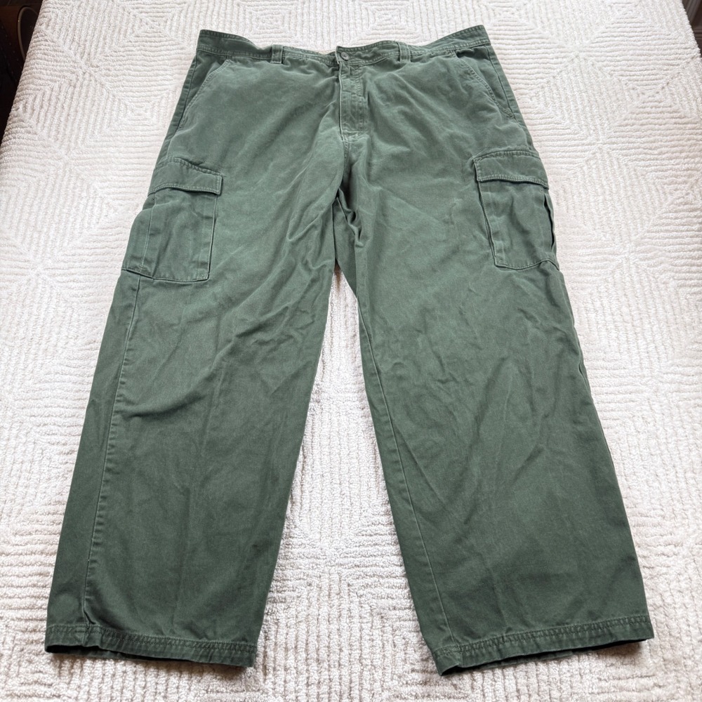 Vintage Faded Glory Wide Leg Baggy Cargo Pants Mens 42x30 Green Y2K Grunge 00s